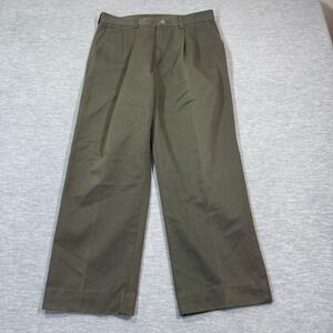 Wrangler Rugged Wear Pants Men 32x27 Green Khaki Chino Work Casual USA Made